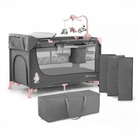 Nôi ngủ cho bé Kinderkraft Joy - Màu xám đậm phối hồng (Có phụ kiện)