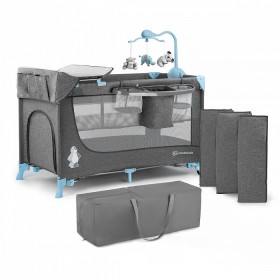 Nôi ngủ cho bé Kinderkraft Joy - Màu xám đậm phối xanh (Có phụ kiện)