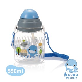 BÌNH UỐNG NƯỚC CÓ ỐNG HÚT CHO BÉ BẰNG NHỰA PP KU5399 - 550ML